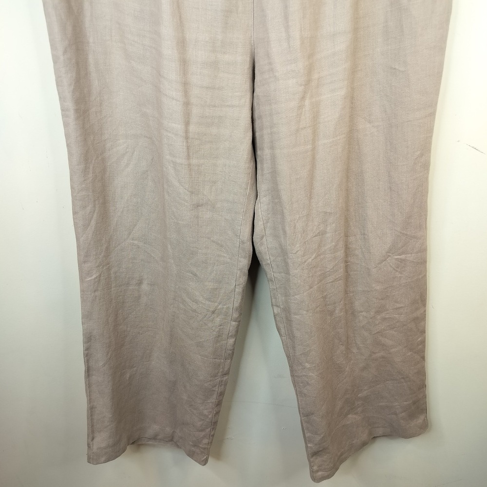 Soft Surroundings Linen Pants 1X Elastic Waist Casual Neutral Casual Tan - Picture 3 of 8